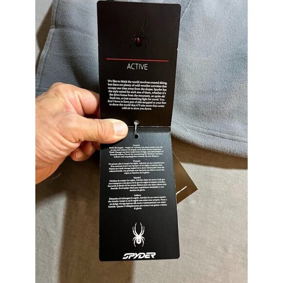 Spyder Fleece Jacket Adult Medium Gray Long Sleeve Full Zip Knit Sweatshirt Mens - Picture 5 of 14